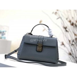 Bottega Veneta Fashion Napa Leather Woven Handbag Messenger Bag Gray Blue