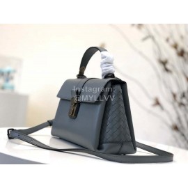 Bottega Veneta Fashion Napa Leather Woven Handbag Messenger Bag Gray Blue