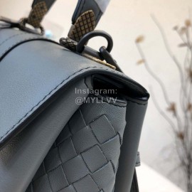 Bottega Veneta Fashion Napa Leather Woven Handbag Messenger Bag Gray Blue