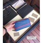 Bottega Veneta Classic Cowhide Woven Long Zipper Wallet Red 114076