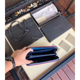 Bottega Veneta Classic Cowhide Woven Long Zipper Wallet Red 114076