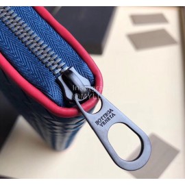 Bottega Veneta Classic Cowhide Woven Long Zipper Wallet Red 114076