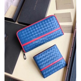 Bottega Veneta Classic Cowhide Woven Long Zipper Wallet Red 114076