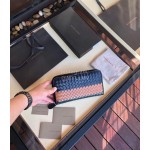 Bottega Veneta Classic Cowhide Woven Long Zipper Wallet 114076
