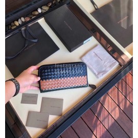 Bottega Veneta Classic Cowhide Woven Long Zipper Wallet 114076