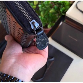 Bottega Veneta Classic Cowhide Woven Long Zipper Wallet 114076