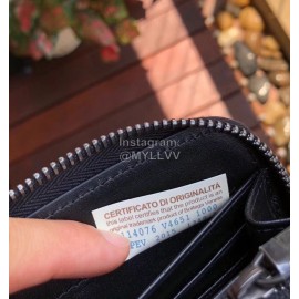 Bottega Veneta Classic Cowhide Woven Long Zipper Wallet Black 114076