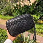 Bottega Veneta Exquisite Black Woven Leather Handbag For Men 244810