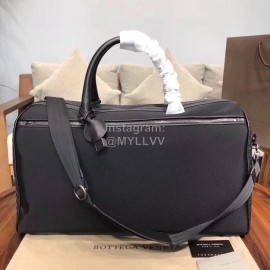 Bottega Veneta Nylon Leather Large Travel Bag Black