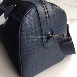 Bottega Veneta Nylon Leather Large Travel Bag Blue