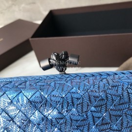 Bottega Veneta Fashion Woven Calfskin Party Bag Blue
