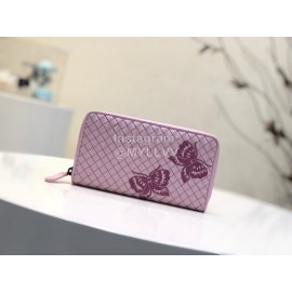Bottega Veneta Fashionable Lambskin Knitted Butterfly Zipper Purse Pink 114076