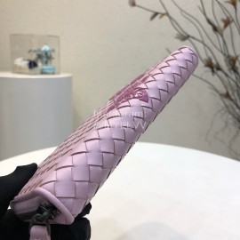 Bottega Veneta Fashionable Lambskin Knitted Butterfly Zipper Purse Pink 114076