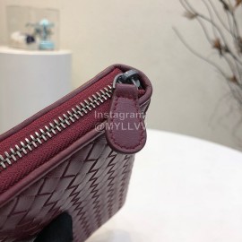 Bottega Veneta Fashionable Lambskin Knitted Butterfly Zipper Purse Wine Red 114077