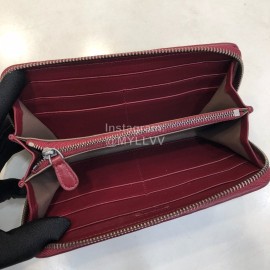 Bottega Veneta Fashionable Lambskin Knitted Butterfly Zipper Purse Wine Red 114077