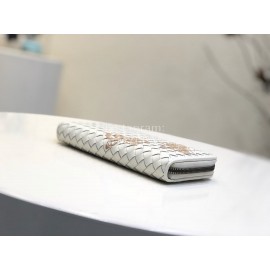 Bottega Veneta Fashionable Lambskin Knitted Butterfly Zipper Purse White 114078