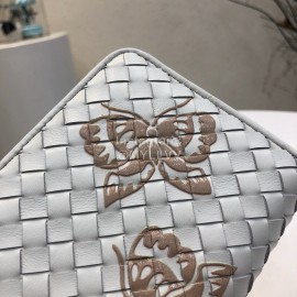 Bottega Veneta Fashionable Lambskin Knitted Butterfly Zipper Purse White 114078