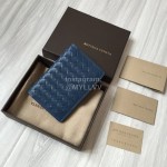 Bottega Veneta Simple Woven Cowhide Short Coin Purse Blue 273169