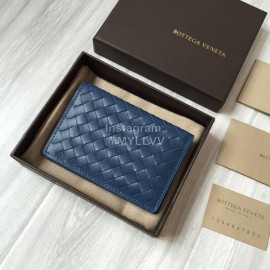 Bottega Veneta Simple Woven Cowhide Short Coin Purse Blue 273169