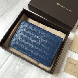 Bottega Veneta Simple Woven Cowhide Short Coin Purse Blue 273169