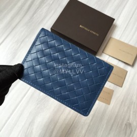 Bottega Veneta Simple Woven Cowhide Short Coin Purse Blue 273169