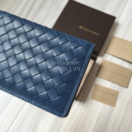Bottega Veneta Simple Woven Cowhide Short Coin Purse Blue 273169