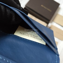 Bottega Veneta Simple Woven Cowhide Short Coin Purse Blue 273169