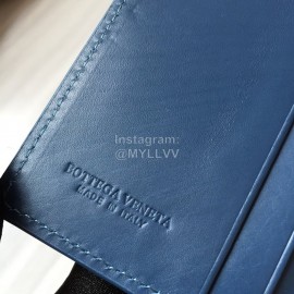 Bottega Veneta Simple Woven Cowhide Short Coin Purse Blue 273169