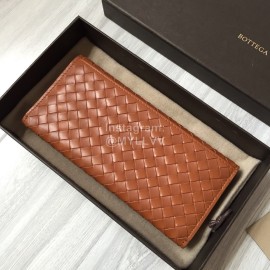 Bottega Veneta Fashion Woven Cowhide Long Folding Suit Clip Brown