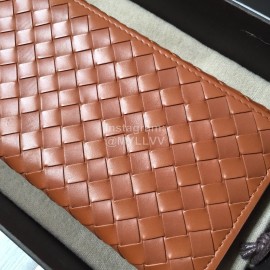 Bottega Veneta Fashion Woven Cowhide Long Folding Suit Clip Brown