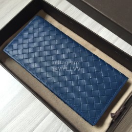 Bottega Veneta Fashion Woven Cowhide Long Folding Suit Clip Blue