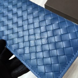 Bottega Veneta Fashion Woven Cowhide Long Folding Suit Clip Blue