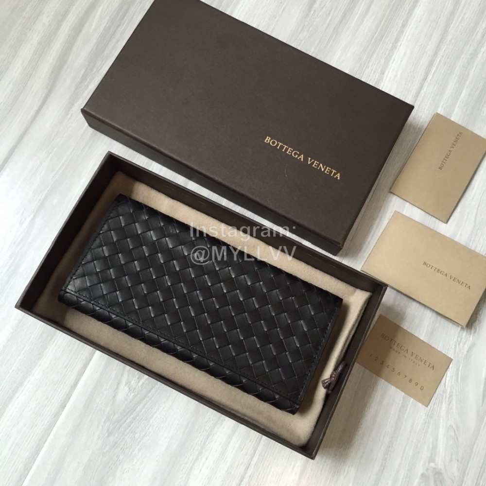 Bottega Veneta Fashion Woven Cowhide Long Folding Suit Clip Black