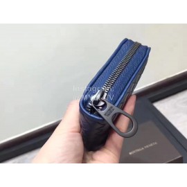 Bottega Veneta Fashion Woven Leather Long Zipper Purse Blue 114076