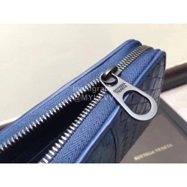 Bottega Veneta Fashion Woven Leather Long Zipper Purse Blue 114076