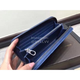 Bottega Veneta Fashion Woven Leather Long Zipper Purse Blue 114076