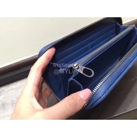 Bottega Veneta Fashion Woven Leather Long Zipper Purse Blue 114076