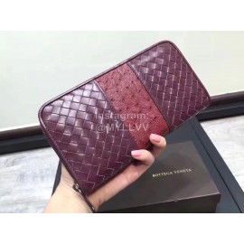 Bottega Veneta Fashion Woven Leather Long Zipper Purse Purple 114076