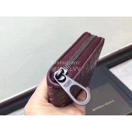 Bottega Veneta Fashion Woven Leather Long Zipper Purse Purple 114076