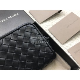 Bottega Veneta Classic Woven Cowhide Short Zipper Purse Black 114075