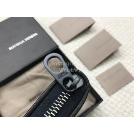 Bottega Veneta Classic Woven Cowhide Short Zipper Purse Black 114075