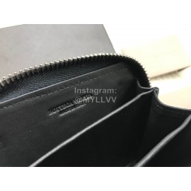 Bottega Veneta Classic Woven Cowhide Short Zipper Purse Black 114075