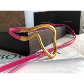 Bv New Calf Long Lace Up 14mm Belts For Women Rose Red