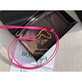 Bv New Calf Long Lace Up 14mm Belts For Women Rose Red