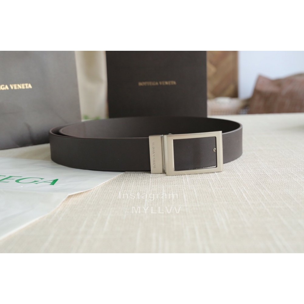 Bv Calf Leather Vintage Pin Buckle 35mm Belts Black 