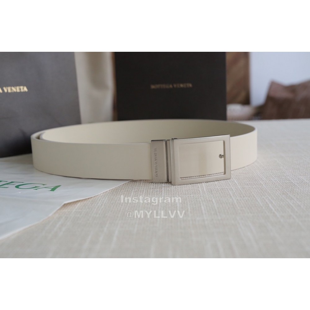 Bv Calf Leather Vintage Pin Buckle 35mm Belts White