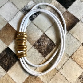 Bv New Sheepskin 30mm Elastic Belts For Women White