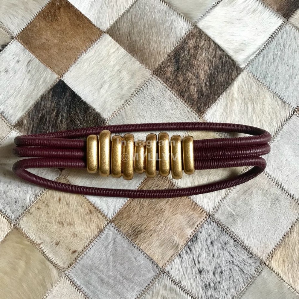 Bv New Sheepskin 30mm Elastic Belts For Women Wine Red