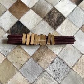 Bv New Sheepskin 30mm Elastic Belts For Women Wine Red