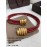 Bv New Sheepskin Pure Copper Gilt Buckle Elastic Belts For Women Red